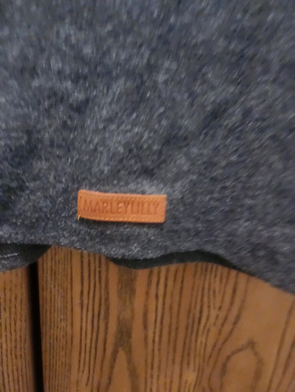 Marleylilly Unisex Charcoal Zip-Up Quarter-Snap Sweater with Tan Trim - Picture 4 of 8